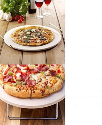 33cm Round Pizza Stones with Stand Pizza Stone and Pizza Cutter Set Heavy Duty Ceramic Large