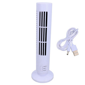 33cm USB Desktop Tower Cooling Cooler Fan 2 Speed Compact Slimline White