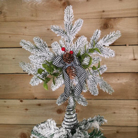 33cm White Fir Snowflake with Pinecones and Berries Christmas Tree Topper