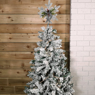 33cm White Fir Snowflake with Pinecones and Berries Christmas Tree Topper - 9