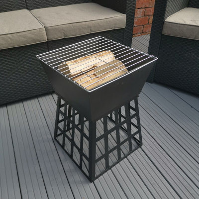 33cm x 33cm Outdoor Garden Square Fire Pit / Heater / BBQ