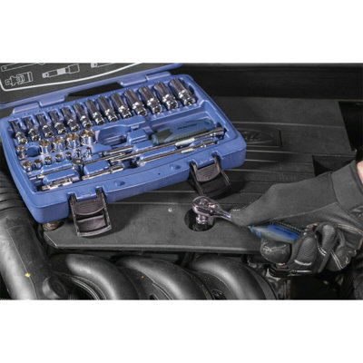 33pc PREMIUM Deep Socket & Ratchet Handle Set - 1/4" Square Drive 6 Point Metric