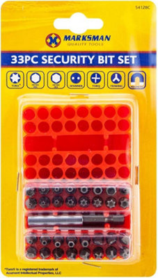 33pc Tamperproof Bit Set Screwdriver Torx Hex Security Magnetic Holder Star 25mm