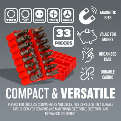 33pc Tamperproof Bit Set Screwdriver Torx Hex Security Magnetic Holder ...