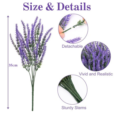 34 Bundles Fake Outdoor Flowers UV Resistant Plants Artificial Lavender ...