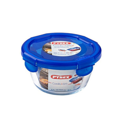 B&Q -  Easy Wash Cook & Go Round Container With Lid Small 0.7 Litre Blue