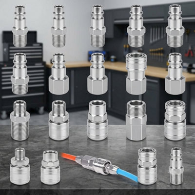 - 20Pcs 1/4Inch Bsp Euro Air Line Quick Release Coupler & Compressor Fittings Set