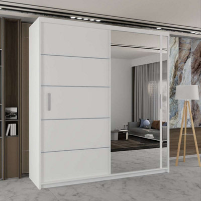 Sliding Wardrobes 4 U LTD Sliding Wardrobes 4U Heaton Mirror Sliding Door Wardrobe In 3 Colors And 4 Sizes (White W1800mm H2170mm)