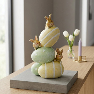 Garden Greatness Stacked Easter Egg And Bunny Ornament from B&Q