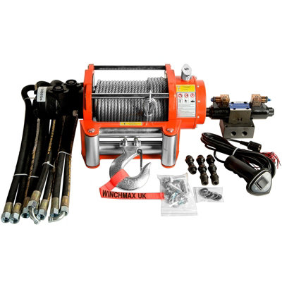 Winchmax 10,000Lb Hydraulic Winch. 25M Steel Rope. 12V Control System.