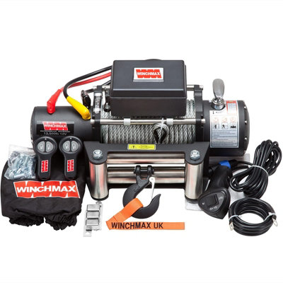 Winchmax 13,500Lb Military Grade 12V Winch. 26M Steel Rope. Remote Controls. from B&Q