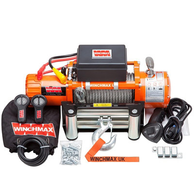 Winchmax 13,500Lb 12V Winch. 26M Steel Rope. Remote Controls. from B&Q