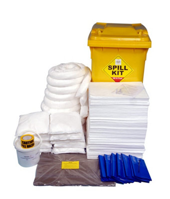 348 Litre Oil and Fuel Only Spill Kit in Wheeled Bin