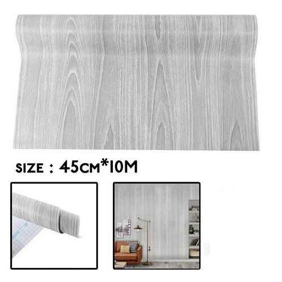  - Grey Wood Grain Self-Adhesive Wallpaper Sticker10M Furniture Vinyl Wrap