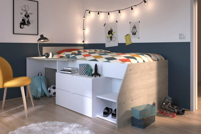 Parisot Milky Midsleeper With Desk And 2 Drawers from B&Q