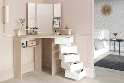 Parisot Corner Dressing Table White/oak Affect from B&Q