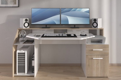 Parisot Silver Desk With Drawer Door Shelf from B&Q