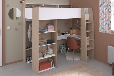Parisot Shelter Highsleeper White/jackson Oak Affect from B&Q