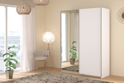 Parisot Swing White Mirrored Robe Wardrobe150Cm Home Assembly Available from B&Q