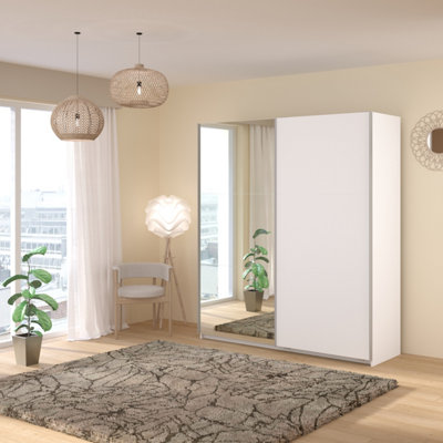 Parisot Swing White Mirrored Robe Wardrobe180Cm Home Assembly Available from B&Q