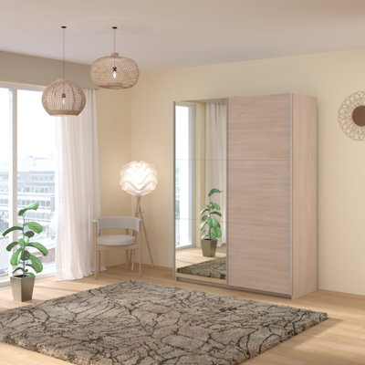 Parisot Swing Oak Mirrored Robe Wardrobe150Cm Home Assemble Available from B&Q