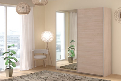 Parisot Swing Oak Mirrored Robe Wardrobe180Cm Home Assembly Available from B&Q
