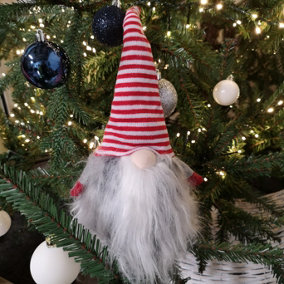 34cm Festive Gonk Cuddly Santa Indoor Christmas Plush Decoration in Striped Hat