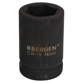 34mm Metric 1" Drive Deep Impact Socket 6 Sided Single Hex Thick Walled