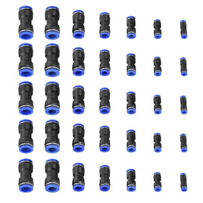 35-Piece Air Hose Pneumatic Straight Connector Set - Quick Push Fittings (OD 4-16mm)