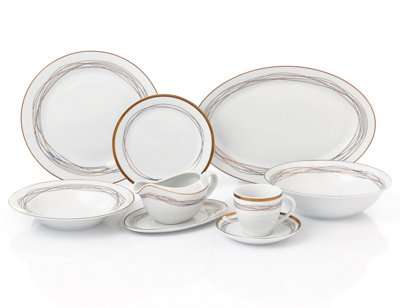 35-Piece Gold Swirl Dinner Set