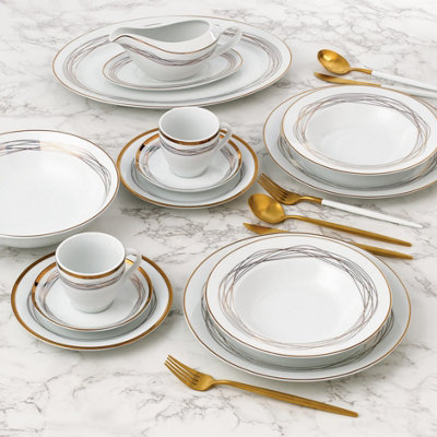 35-Piece Gold Swirl Dinner Set