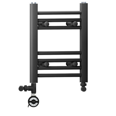 350 x 400 mm Black Dual Fuel Electric Radiator Bathroom Towel Rail ...