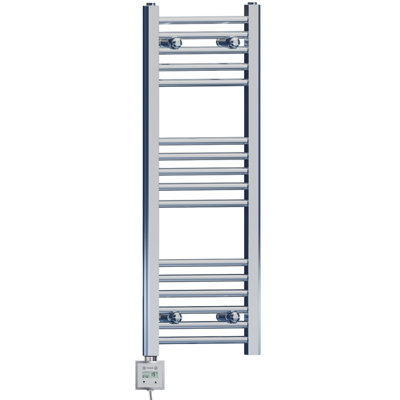 350 x 900 mm Chrome Electric Bathroom Heated Towel Rail Thermostatic ...