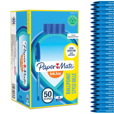 Paper Mate Inkjoy 100St Ballpoint Pens Medium Point (1.0mm) Blue 50 Count