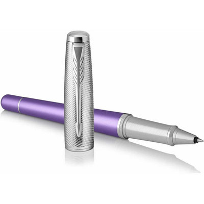 Accessotech Parker Urban Violet Rollerball Pen Sandblast Aluminium Chrome Trim Gift Box from B&Q