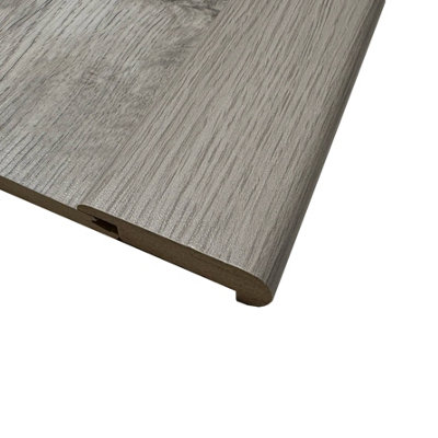 B&Q -  Krono Eurohome Dartmoor Grey Oak Stair Nosing Laminate Flooring Mdf Stair Nosing Corner Step Edge Trim 1M Length