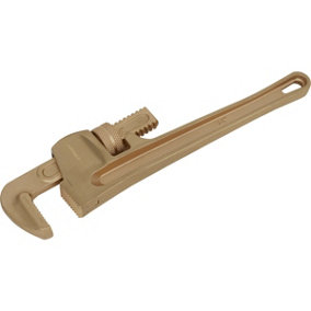 350mm Non-Sparking Adjustable Pipe Wrench - 65mm Jaw Capacity - Beryllium Copper