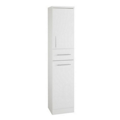 350mm Tall Bathroom Storage Unit - Gloss White - (Impact)