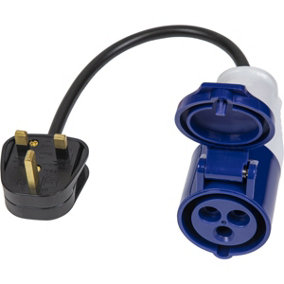 350mm Trailing Socket & Cable Set - 13A UK Plug & 16A 2P+E Plug Socket - 230V