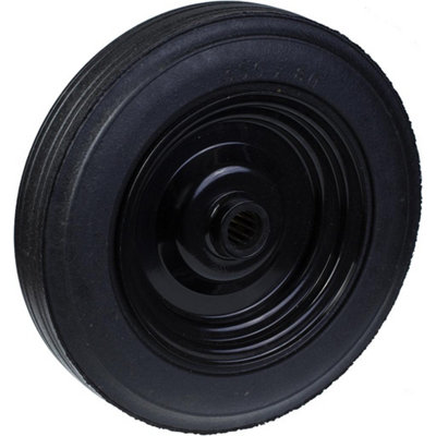 350mm wheel with black rubber on pressed steel centre