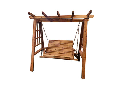 B&Q -  2 Seater Valley Garden Swing Seat HammockRedwoodL125 X W180 X H185 CmMinimal Assembly Required
