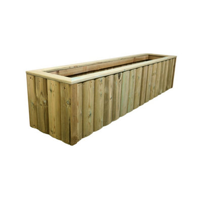 B&Q -  Log Lap Wooden Planter Trough Pressure TreatedL40 X W120 X H40 CmAssembled