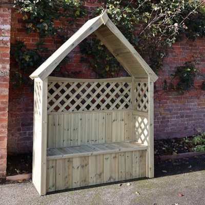 B&Q -  Daisy 3 Seat Trellis Storage ArbourL60 X W179 X H235 CmPartially Assembled
