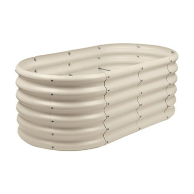 B&Q -  Oval Galvanised Raised Bed 120 X 60 X 45Cm Ivory