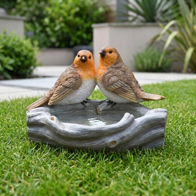  - Robin Pair Garden Bird Bath Feeder