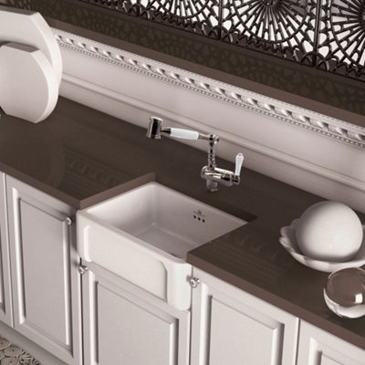 Chambord Henri I 1.0 Bowl Gloss White Hand-Finished Ceramic Kitchen Sink With 90mm Waste from B&Q