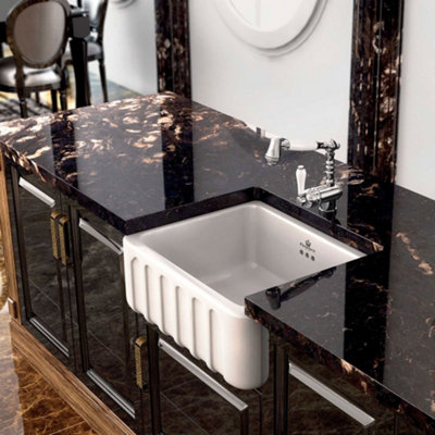 Chambord Louis I 1.0 Bowl Gloss White Hand-Finished Ceramic Belfast Kitchen Sink With 90mm Waste from B&Q