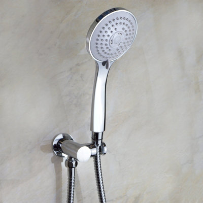 Nes Home Round Wall Outlet Elbow With 3 Mode Handheld Shower & 1.5M Shower Hose from B&Q