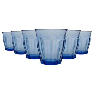 Duralex Picardie Drinking Glasses250Ml Tumblers For WaterJuiceBluePack Of 6 from B&Q