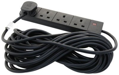 Pro Elec4 Gang Extension LeadBlack 10M from B&Q
